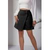 imageALCEA ROSEA Womens Faux Suede Mini Skirt High Waist Button Front Asymmetrical Hem ALine Short Skirt 7827Black