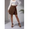 imageALCEA ROSEA Womens Faux Suede Mini Skirt High Waist Button Front Asymmetrical Hem ALine Short Skirt 7827Brown