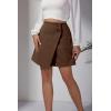 imageALCEA ROSEA Womens Faux Suede Mini Skirt High Waist Button Front Asymmetrical Hem ALine Short Skirt 7827Brown