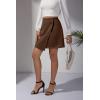 imageALCEA ROSEA Womens Faux Suede Mini Skirt High Waist Button Front Asymmetrical Hem ALine Short Skirt 7827Brown