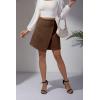 imageALCEA ROSEA Womens Faux Suede Mini Skirt High Waist Button Front Asymmetrical Hem ALine Short Skirt 7827Brown