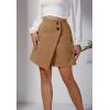 imageALCEA ROSEA Womens Faux Suede Mini Skirt High Waist Button Front Asymmetrical Hem ALine Short Skirt 7827Ginger