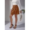 imageALCEA ROSEA Womens Faux Suede Mini Skirt High Waist Button Front Asymmetrical Hem ALine Short Skirt 7827Khaki