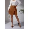 imageALCEA ROSEA Womens Faux Suede Mini Skirt High Waist Button Front Asymmetrical Hem ALine Short Skirt 7827Khaki