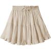 imageALCEA ROSEA Womens Ruffle Mini Skirt with Pants Elastic High Waist Flared Flowy Tiered Swing Party Club Short Skirt 78877888 Beige
