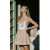 imageALCEA ROSEA Womens Ruffle Mini Skirt with Pants Elastic High Waist Flared Flowy Tiered Swing Party Club Short Skirt 78877888 Beige