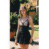 imageALCEA ROSEA Womens Ruffle Mini Skirt with Pants Elastic High Waist Flared Flowy Tiered Swing Party Club Short Skirt 78877888black