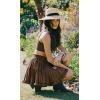 imageALCEA ROSEA Womens Ruffle Mini Skirt with Pants Elastic High Waist Flared Flowy Tiered Swing Party Club Short Skirt 78877888brown