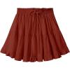 imageALCEA ROSEA Womens Ruffle Mini Skirt with Pants Elastic High Waist Flared Flowy Tiered Swing Party Club Short Skirt 78877888caramel