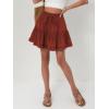 imageALCEA ROSEA Womens Ruffle Mini Skirt with Pants Elastic High Waist Flared Flowy Tiered Swing Party Club Short Skirt 78877888caramel
