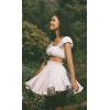 imageALCEA ROSEA Womens Ruffle Mini Skirt with Pants Elastic High Waist Flared Flowy Tiered Swing Party Club Short Skirt 78877888white