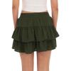 imageALCEA ROSEA Womens Ruffle Mini Skirt with Pants Elastic High Waist Flared Flowy Tiered Swing Party Club Short Skirt 7887Army Green