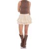 imageALCEA ROSEA Womens Ruffle Mini Skirt with Pants Elastic High Waist Flared Flowy Tiered Swing Party Club Short Skirt 7887Beige