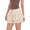 imageALCEA ROSEA Womens Ruffle Mini Skirt with Pants Elastic High Waist Flared Flowy Tiered Swing Party Club Short Skirt 7887Beige