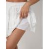 imageALCEA ROSEA Womens Ruffle Mini Skirt with Pants Elastic High Waist Flared Flowy Tiered Swing Party Club Short Skirt 7887Beige