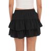 imageALCEA ROSEA Womens Ruffle Mini Skirt with Pants Elastic High Waist Flared Flowy Tiered Swing Party Club Short Skirt 7887Black
