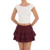 imageALCEA ROSEA Womens Ruffle Mini Skirt with Pants Elastic High Waist Flared Flowy Tiered Swing Party Club Short Skirt 7887Red