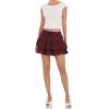 imageALCEA ROSEA Womens Ruffle Mini Skirt with Pants Elastic High Waist Flared Flowy Tiered Swing Party Club Short Skirt 7887Red