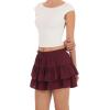 imageALCEA ROSEA Womens Ruffle Mini Skirt with Pants Elastic High Waist Flared Flowy Tiered Swing Party Club Short Skirt 7887Red