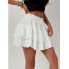 imageALCEA ROSEA Womens Ruffle Mini Skirt with Pants Elastic High Waist Flared Flowy Tiered Swing Party Club Short Skirt 7887White