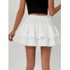imageALCEA ROSEA Womens Ruffle Mini Skirt with Pants Elastic High Waist Flared Flowy Tiered Swing Party Club Short Skirt 7887White