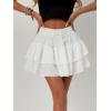 imageALCEA ROSEA Womens Ruffle Mini Skirt with Pants Elastic High Waist Flared Flowy Tiered Swing Party Club Short Skirt 7887White