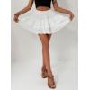 imageALCEA ROSEA Womens Ruffle Mini Skirt with Pants Elastic High Waist Flared Flowy Tiered Swing Party Club Short Skirt 7887White