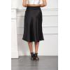 imageALCEA ROSEA Womens Satin High Waisted Silk Aline Wedding Elegant Elastic Midi SkirtBlack