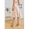 imageALCEA ROSEA Womens Satin High Waisted Silk Aline Wedding Elegant Elastic Midi SkirtMilk Tea