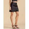 imageALCEA ROSEA Womens Satin Silky Mini Skirt Lace Trim Slit Hem High Waist Bodycon Mini Short Skirt 7878Black