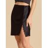 imageALCEA ROSEA Womens Satin Silky Mini Skirt Lace Trim Slit Hem High Waist Bodycon Mini Short Skirt 7878Black