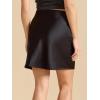 imageALCEA ROSEA Womens Satin Silky Mini Skirt Lace Trim Slit Hem High Waist Bodycon Mini Short Skirt 7878Black