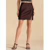 imageALCEA ROSEA Womens Satin Silky Mini Skirt Lace Trim Slit Hem High Waist Bodycon Mini Short Skirt 7878Brown