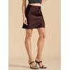 imageALCEA ROSEA Womens Satin Silky Mini Skirt Lace Trim Slit Hem High Waist Bodycon Mini Short Skirt 7878Brown