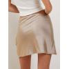 imageALCEA ROSEA Womens Satin Silky Mini Skirt Lace Trim Slit Hem High Waist Bodycon Mini Short Skirt 7878Champagne
