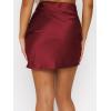 imageALCEA ROSEA Womens Satin Skirts Split Side Slit Ruched Hem Drawstring Wrap Ruffle High Waist Mini Skirt 7877Wine