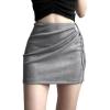 imageALCEA ROSEA Womens Faux Suede Mini Skirt High Waist Button Front Asymmetrical Hem ALine Short Skirt 78277869grey