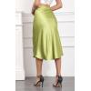 imageALCEA ROSEA Women High Waist Silky Satin Midi Skirt Elastic Waist A Line Skirt with Slit1951apple Green