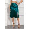 imageALCEA ROSEA Women High Waist Silky Satin Midi Skirt Elastic Waist A Line Skirt with Slit1951blackish Green