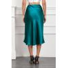 imageALCEA ROSEA Women High Waist Silky Satin Midi Skirt Elastic Waist A Line Skirt with Slit1951blackish Green