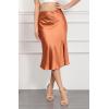 imageALCEA ROSEA Women High Waist Silky Satin Midi Skirt Elastic Waist A Line Skirt with Slit1951caramel