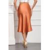 imageALCEA ROSEA Women High Waist Silky Satin Midi Skirt Elastic Waist A Line Skirt with Slit1951caramel