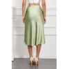 imageALCEA ROSEA Women High Waist Silky Satin Midi Skirt Elastic Waist A Line Skirt with Slit1951light Green
