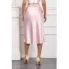 imageALCEA ROSEA Women High Waist Silky Satin Midi Skirt Elastic Waist A Line Skirt with Slit1951pink