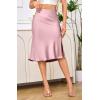 imageALCEA ROSEA Women High Waist Silky Satin Midi Skirt Elastic Waist A Line Skirt with SlitPale Pink