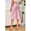 imageALCEA ROSEA Women High Waist Silky Satin Midi Skirt Elastic Waist A Line Skirt with SlitPale Pink