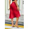 imageALCEA ROSEA Women High Waist Silky Satin Midi Skirt Elastic Waist A Line Skirt with SlitWine