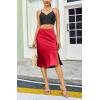 imageALCEA ROSEA Women High Waist Silky Satin Midi Skirt Elastic Waist A Line Skirt with SlitWine