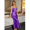imageALCEA ROSEA Womens Maxi Satin Silky Dress Long Slip dress Cowl Neck Sexy Nightgowns Spaghetti Strap Elegant Tie Low Back Dress 3922