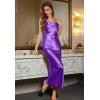 imageALCEA ROSEA Womens Maxi Satin Silky Dress Long Slip dress Cowl Neck Sexy Nightgowns Spaghetti Strap Elegant Tie Low Back Dress 3922